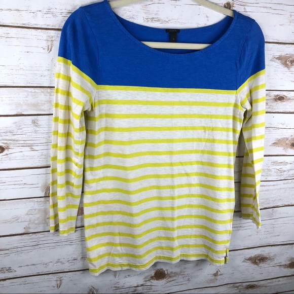 J. Crew stripe colorblock boatneck 3/4 sleeve top - Picture 3 of 8